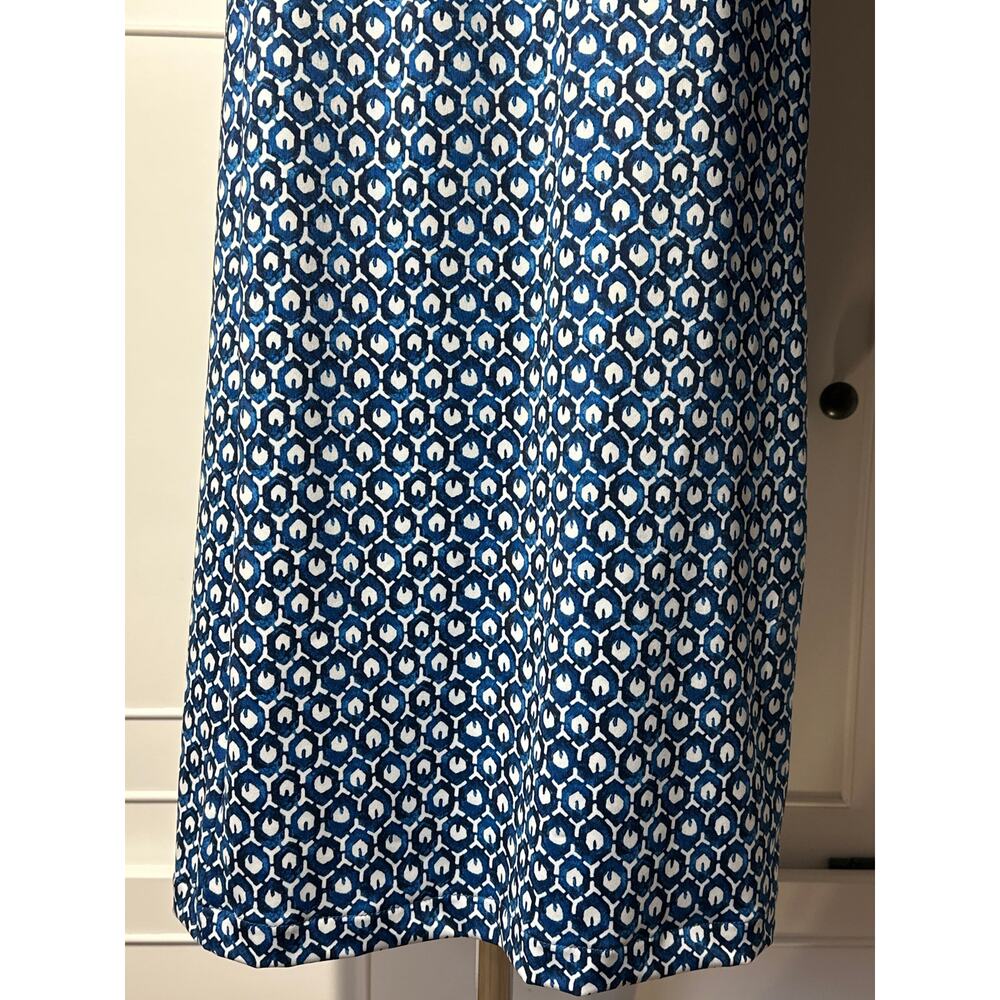 L.L. Bean Short Sleeve Fitness Dress Size XL Nautical Geometric Print Blue White - Picture 11 of 16